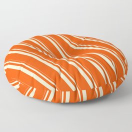 [ Thumbnail: Bisque & Red Colored Lines/Stripes Pattern Floor Pillow ]