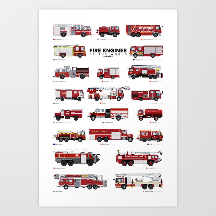 Fire Engines of the World Art Print