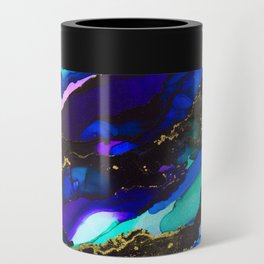 Blue Black Alcohol Ink Painting Can Cooler