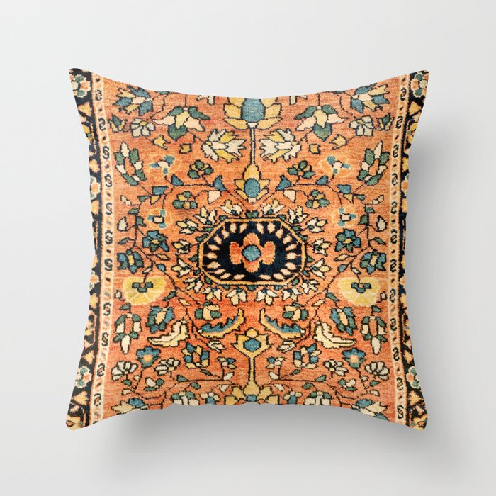 Sarouk Poshti Vintage Persian Rug Print Throw Pillow