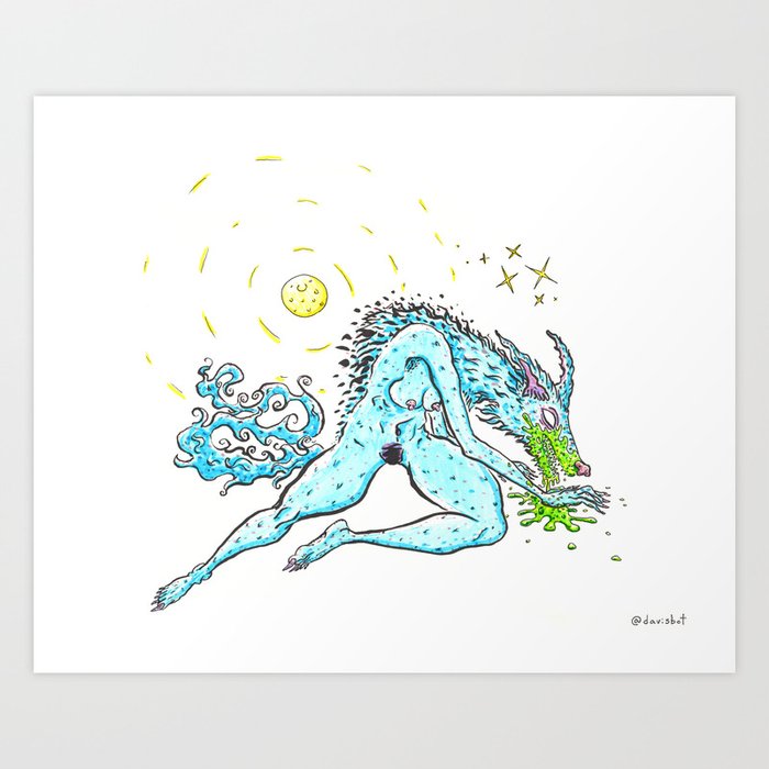 moon sick art print