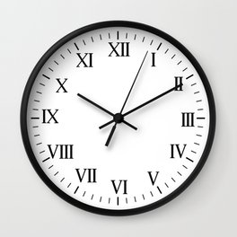 White Clock with black Roman Numbers : Roman Clock Wall Clock