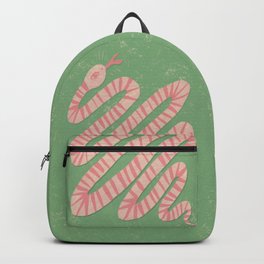 Tom the Snake  Backpack | Gossamer, Painting, Reptile, Marshmallow, Blushpink, Basil, Animal, Curated, Ink, Green 