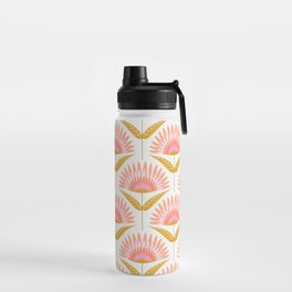 Mod Deco Flowers - Pink & Mustard Water Bottle