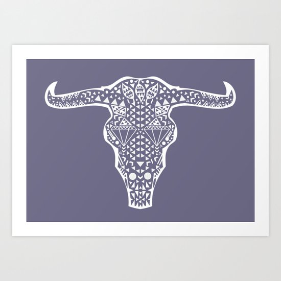 Purple Buffalo Skull Art Print