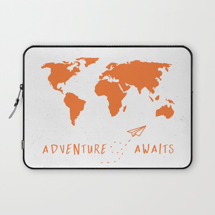 Adventure Map - Retro Orange on White Laptop Sleeve