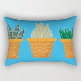 Succulent Trio - Blue Rectangular Pillow