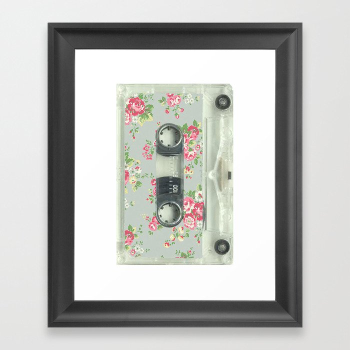 K7 cassette flower Framed Art Print