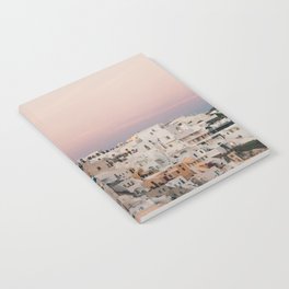 Sunset over Oia, Santorini | White houses, pink sky and golden hour | Travel photography in Greece Notebook