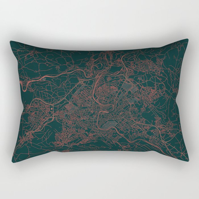 Bern Map Red Rectangular Pillow