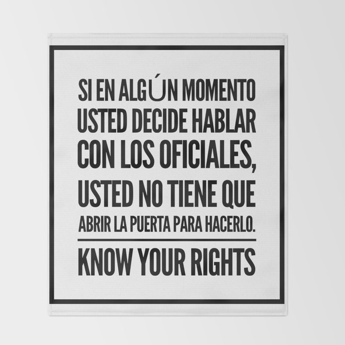 Know Your Rights Do Not Have To Open The Door Spanish Throw