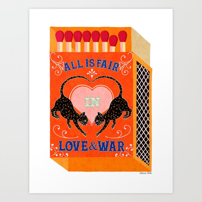 All is Fair in Love and War Vintage Matchbox Tangerine & Chocolate Palette with Leopard Art Print