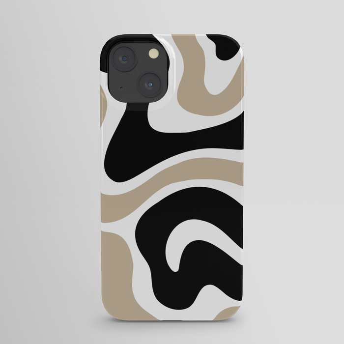 Warped Swirl Marble Pattern (black/white/tan) iPhone Case