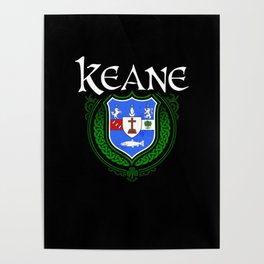 Keane Family Irish Coat of Arms Clan Crest Poster