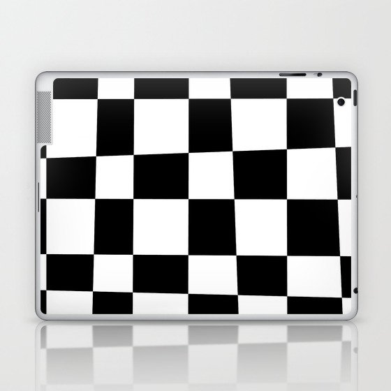 Abstract Checker Pattern 223 Black and White Laptop & iPad Skin