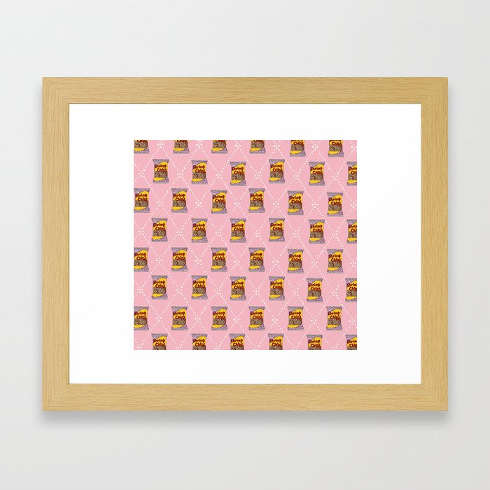 Pink Shrimp Chips Mask Framed Art Print