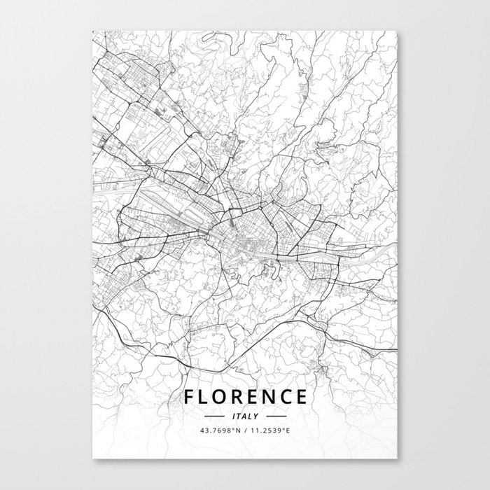 Florence, Italy - Light Map Canvas Print