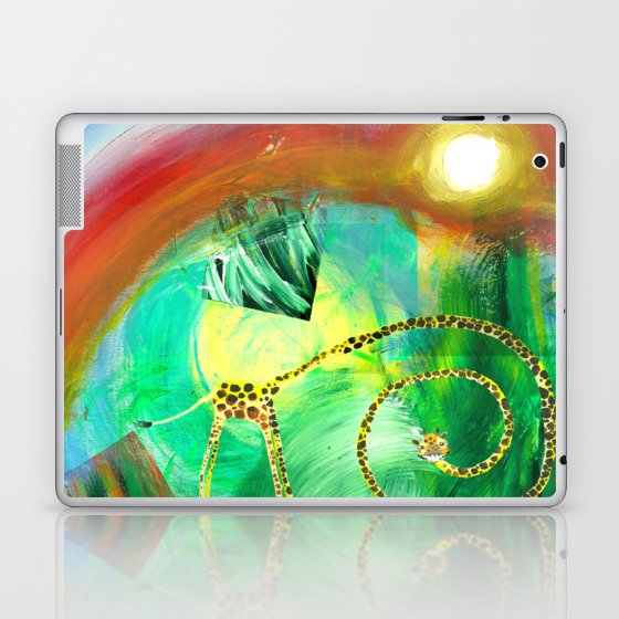 Swirly Giraffe In A Crazy Jungle World Laptop & iPad Skin