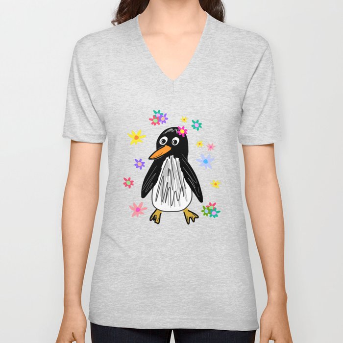 Penguins in Paradise V Neck T Shirt