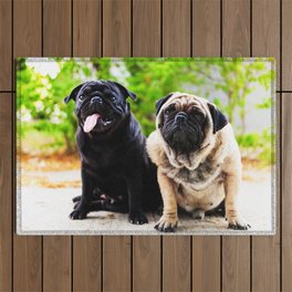 Funny Face Pug Dogfunny Dog Playing Outdoor Rug