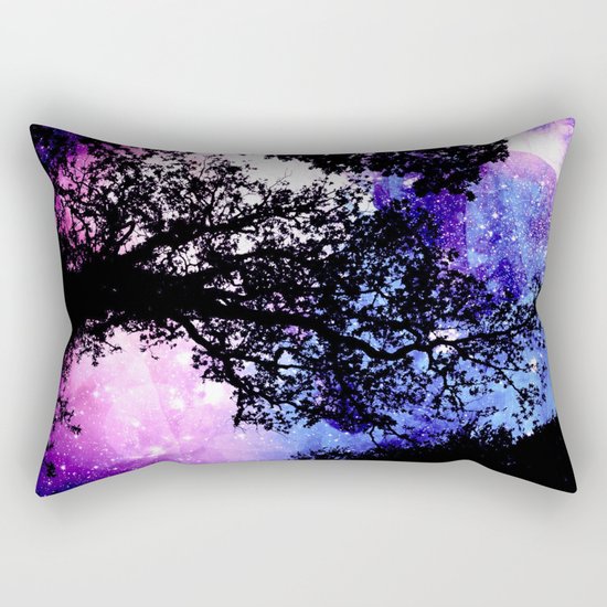 Black Trees Purple Space Rectangular Pillow