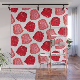 Red & Pink Jello Pattern - White Wall Mural