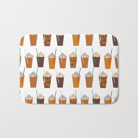 Pumpkin Spiced Latte fall autumn winter seasonal coffee drinks pattern Bath Mat