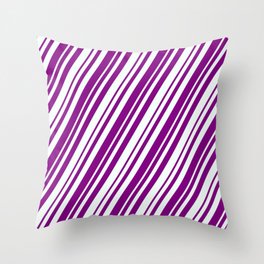 [ Thumbnail: Mint Cream & Purple Colored Stripes Pattern Throw Pillow ]
