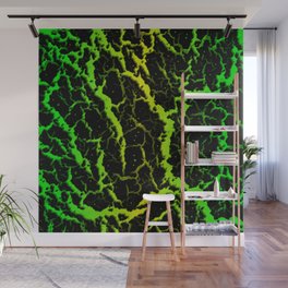 Cracked Space Lava - Green/Yellow Wall Mural