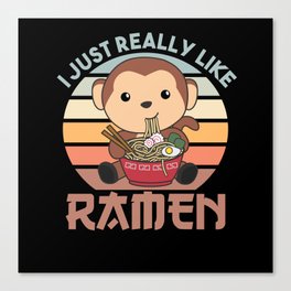 Ramen Japanese Noodles Sweet Monkey Eats Ramen Canvas Print