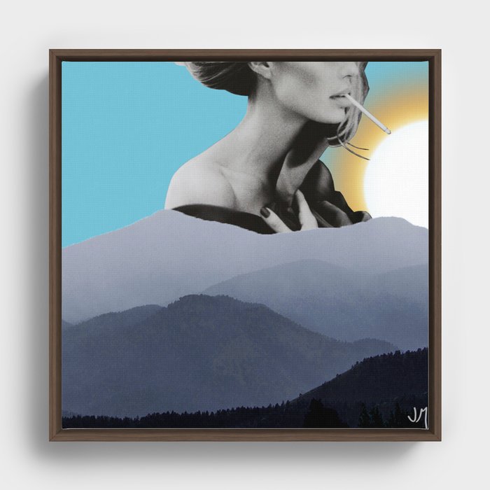 Over The Mountains - Smoking Woman Framed Canvas