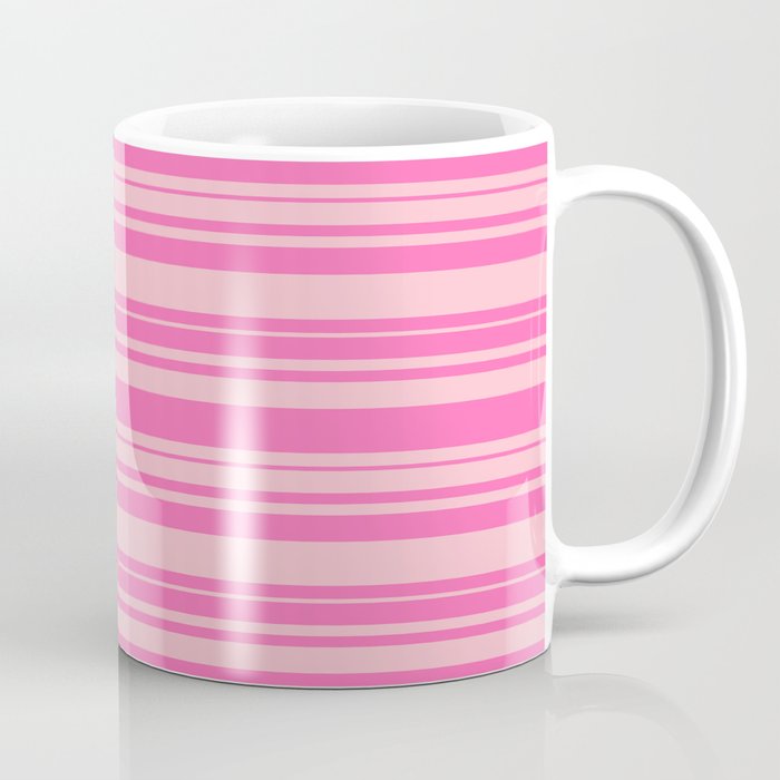 Hot Pink and Pink Colored Striped Pattern Coffee Mug
