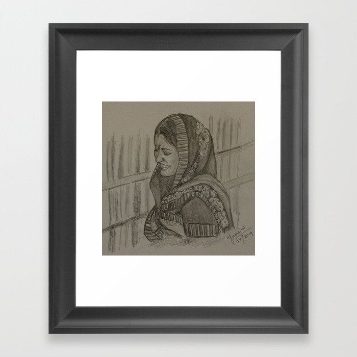 Shy Indian Woman Pencil Sketch Framed Art Print By Yamininaikart Society6,How To Draw Anime Girls Lips