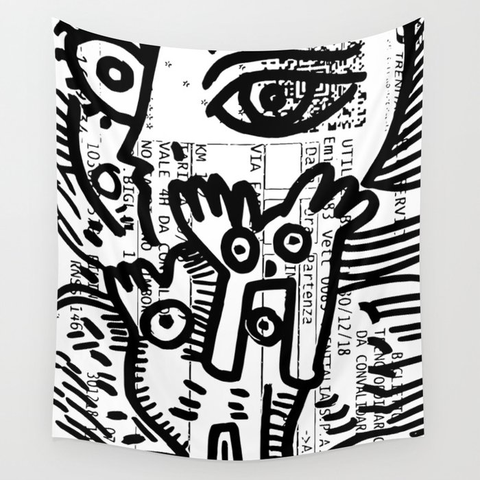 Street Art Graffiti Black And White On French Train Ticket Wall