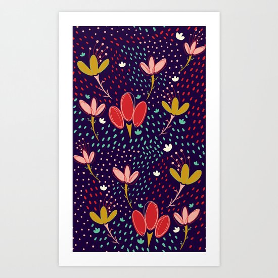 Vintage Ditsy Floral Art Print