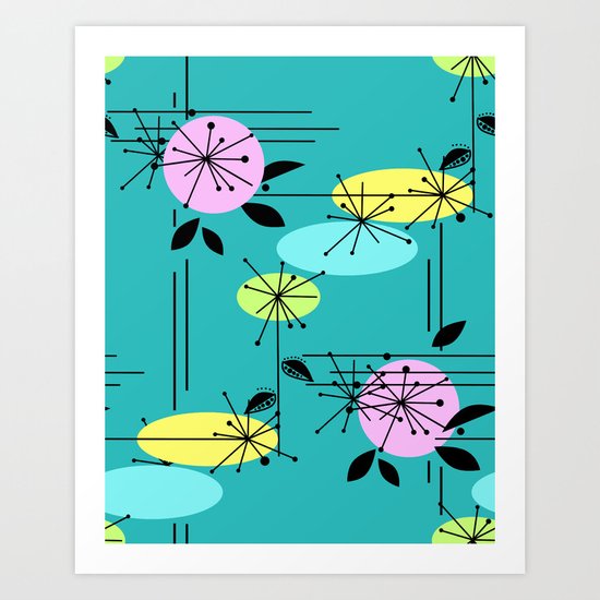Retro . Turquoise . Art Print