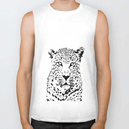 Leopard in Black and White Biker Tank