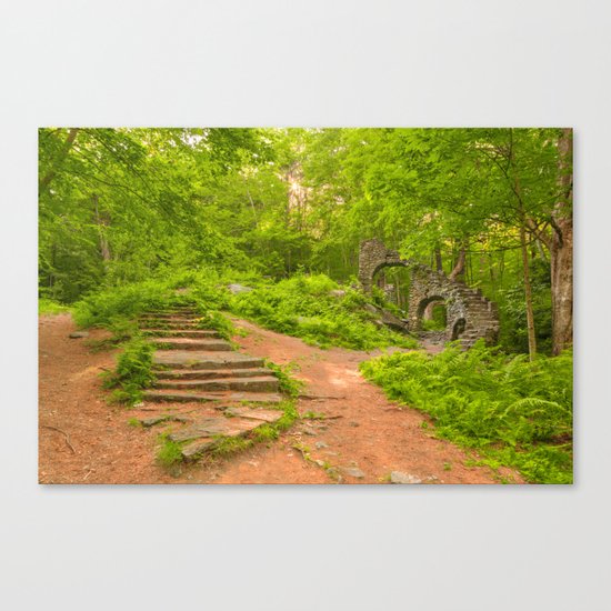 Sun Kissed Forest Castle Ruins Canvas Print
