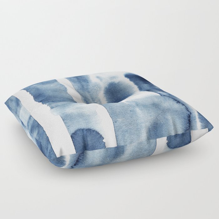 Bold Abstract blue watercolor lines Floor Pillow