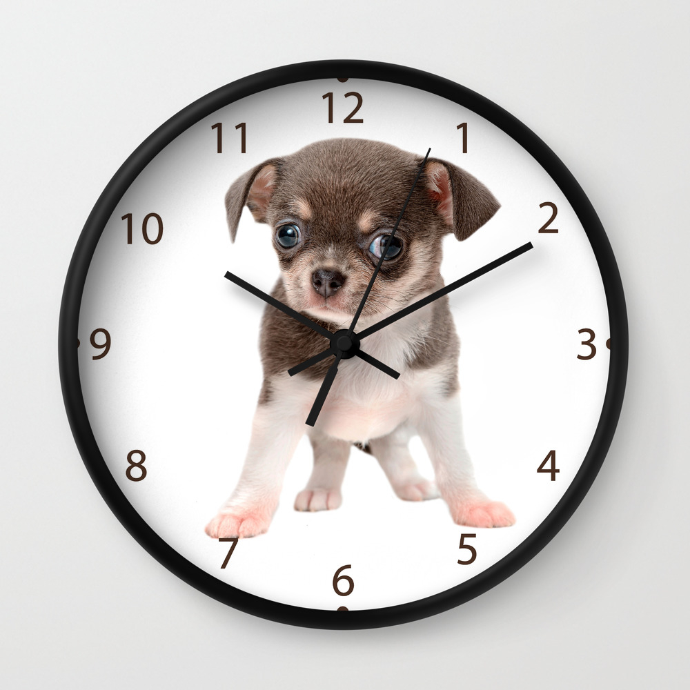 Chihuahua Love Park Cute Puppy Dog Battery Kitchen Living Room Wall Clock