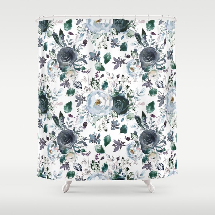 blue gray shower curtain