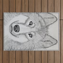 Wolf Face Outdoor Rug
