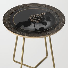 Shadowy Black Pink Francfort Rose Botanical Art with Gold Art Deco Side Table