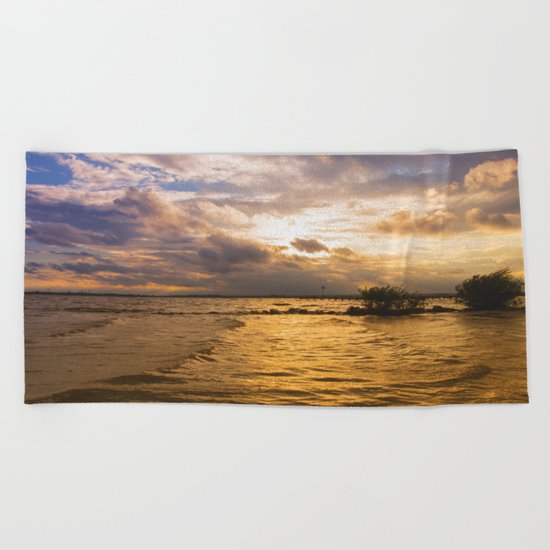 Weather over the lake Beach Towel