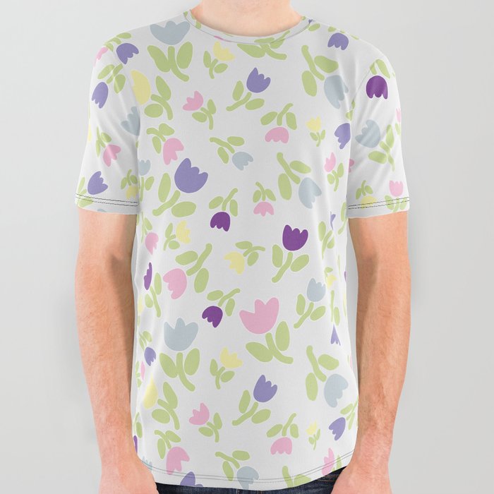 Silly Flowers Pastel All Over Graphic Tee