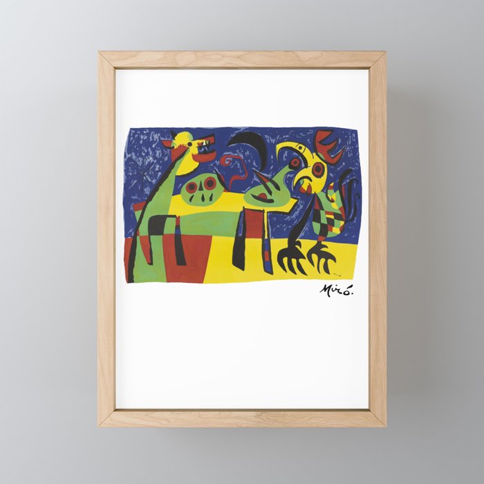 Joan Miro, Dog Barking at the Moon, 1952 Artwork, Prints, Posters, Tshirts,  Men, Women, Kids Framed Mini Art Print by ARTORAMA SHOP