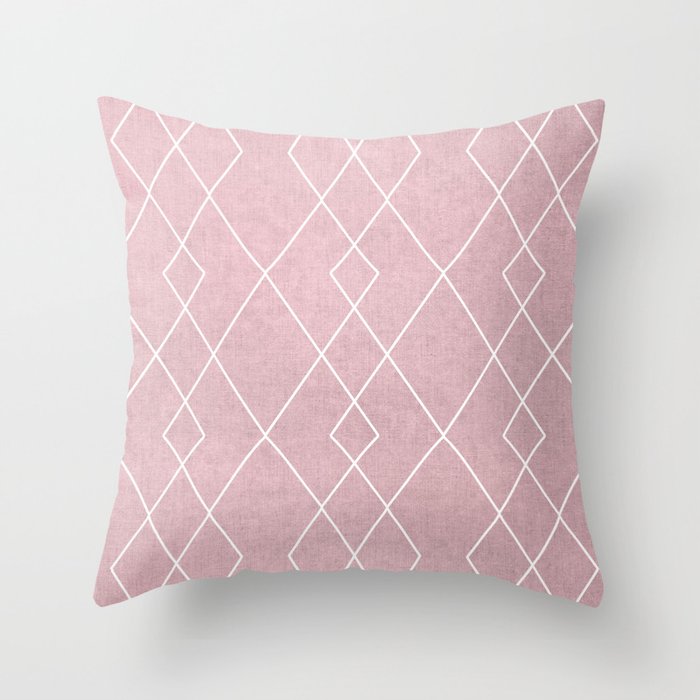 Fine diamond lines on dusty pink Throw Pillow