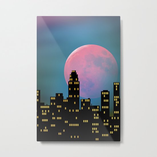 Super Moon over the City Metal Print