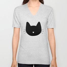 Cat Heart Nose V Neck T Shirt