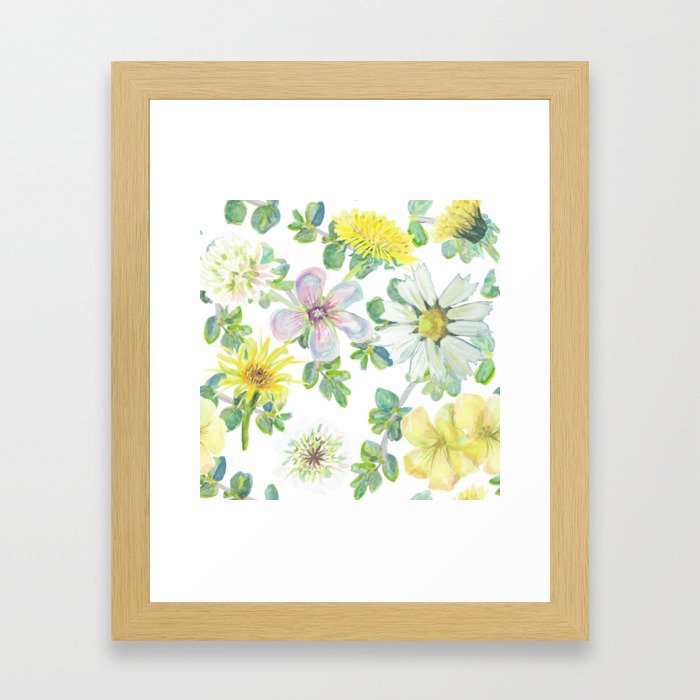 Spring Floral Mix on white Framed Art Print